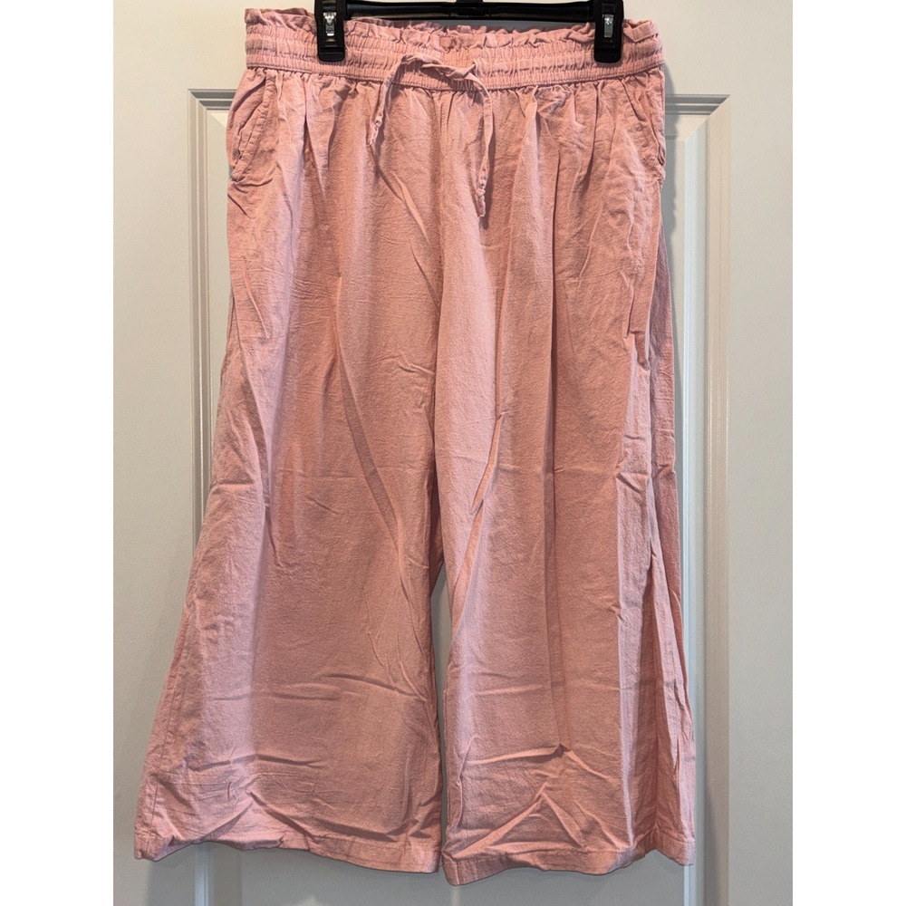 Womens Trousers Pants 33 Light Pink Wide Leg Drawstring Casual Everyday Wear
